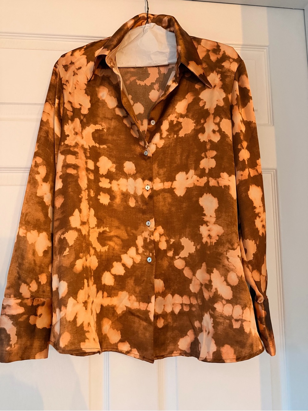 Mango Brown & Cream Tie-Dye Button-Down Shirt